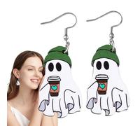 Raypontia Boucles d'Oreille Fantôme pour Femmes - Bijou en Bois à Pendentif Tombant - Boucles d'Oreille Fantôme pour Halloween Tombantes - pour Costume Fête Mariage Danse Festival Plage Quotidien