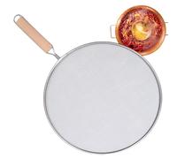 Raypontia Grille Anti Éclaboussures Poele - 29 CM Anti Éclaboussures Air Fryer,Protection Anti-éclaboussures pour Poele,Grille Anti Graisse avec Manche en Bois,Grille De Protection Contre De Graisse,