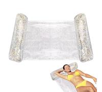 Raypontia Hamac gonflable de piscine avec filet - 130 x 70 cm - Avec filet à paillettes - Hamac de piscine pour piscine - En PVC - Pliable - Résistant - Facile à transporter - Polyvalent