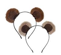 Raypontia Lot de 2 bandeaux oreilles d'ours - 17 cm - Bijou de tête avec oreilles en forme d'ours - Bandeau décoratif pour animaux - Serre-tête flexible pour cosplay (cafee + kaki)