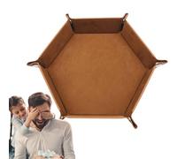 Raypontia Plateau À Dés Pliable, 17,5 * 17,5 * 4 Cm Tapis Dés Pliable Hexagonal, Plateau en Cuir Pliant, Piste De Plié Souple, Vide Poche Entree Cuir, Tapis De Rangement Plié Marron