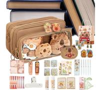 Raypontia Trousses Capybara - Trousse Stylée Set de Papeterie Mignonne,Fournitures Scolaires Grande Capacité pour Salle de Classe Bureau Collège Règle Gomme Stylo Garçons Filles Adolescents