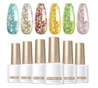 Raypontia Vernis à ongles pailleté, vernis à gel pailleté - Kit de manucure à ongles à 6 couleurs UV Finition brillante 7ml | Les à main ensemble sont de longue durée de gel scintillant pour le salon