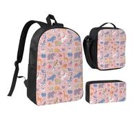 rayprint Ensemble de 3 sacs à dos légers avec alphabet et noms d'animaux (43 cm), comprenant un sac à lunch et un tableau ABC. Convient aux hommes et aux femmes.