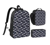 rayprint Ensemble de 3 sacs à dos Shark 17 pouces, sac à lunch et sac à dos léger pour hommes et femmes.