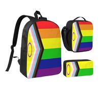rayprint Ensemble sac à dos 17 pouces LGBT Rainbow Gay Progress Pride Intersex Inclusive Flag, sac à lunch, sac à dos léger pour hommes et femmes