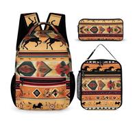 rayprint Ensemble sac à dos avec boîte à lunch, trousse de maquillage, sac bandoulière, style ethnique amérindien du Sud-Ouest.