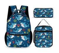 rayprint Ensemble sac à dos de voyage avec sac à lunch et rangement Sea Shark (2) Sacs à dos Boîte à cosmétiques