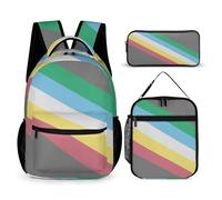 rayprint Ensemble sac à dos et cartable aux couleurs du drapeau LGBT pour les personnes en situation de handicap, comprenant une boîte à lunch, une trousse de maquillage et une bandoulière.