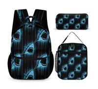 rayprint Ensemble sac à dos et cartable Shark (12) avec sac à lunch, trousse de maquillage et pochette de rangement pour bandoulière