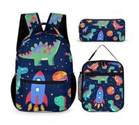 rayprint Ensemble sac à dos pour ordinateur portable avec motif mignon de dragon, galaxie, étoiles, planètes et dinosaure, sac à lunch et sac de rangement.