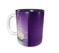 rayprint Mug à café violet fleur de lotus 325 ml (11 oz) en céramique pour le bureau et la maison, intérieur bleu marine.