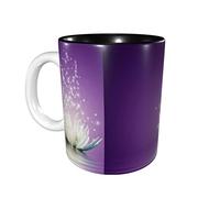 rayprint Mug à café violet fleur de lotus 325 ml (11 oz) en céramique pour le bureau et la maison, intérieur noir.