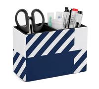 rayprint Nappe à Carreaux Vichy Bleus et Blancs, Porte-stylos en Similicuir, Organisateur de Bureau, Pot à Crayons à 2 Compartiments pour Le Bureau, la Maison et la Coiffeuse