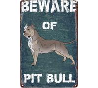 rayprint Panneau métallique « Attention aux pitbulls » - Avertissement et signalisation de sécurité pour la maison, le jardin et l'extérieur - 14 x 20 cm