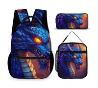 rayprint Sac à dos de voyage pour ordinateur portable, sac à dos décontracté Dragon (7), ensemble sac à dos avec boîte à lunch et sac de rangement