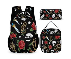 rayprint Sac à dos léger avec boîte à lunch, trousse de maquillage et rangements (Reine des roches et des aigles sauvages)