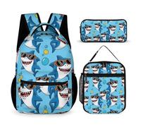 rayprint Sac à dos léger Shark (15) avec sac à dos, boîte à lunch, sacs de rangement, sac de jour et accessoires cosmétiques