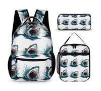 rayprint Sac à dos léger Shark (9) avec sac à dos, sac à lunch, sac de rangement, sac de jour et trousse de toilette