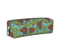 rayprint Trousse à Crayons à Motif Kiwi, étui Rond pour stylos, Trousse Portable en Cuir avec Fermeture éclair, Pochette cosmétique