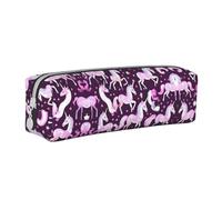 rayprint Trousse à Crayons en Cuir Rose Licorne avec Fermeture éclair, Grande capacité, Durable, Pratique et Portable
