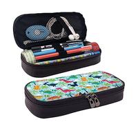 rayprint Trousse Grande capacité Compatible avec de Mignons Dinosaures de Dessin animé rigolos, Bleu Ciel, Pochette de Rangement Oxford pour stylos, Crayons, marqueurs, idéale pour l'école et Le Bure
