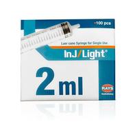 Rays - Seringues Jetables de 2 ml à Trois Corps avec Cône Luer Central sans Aiguille Inj/Light - Seringues - Boîte de 100 Unités, Stérilisées à l'Oxyde d'Éthylène, Sans Latex