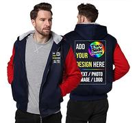 Raysent Veste à capuche en polaire personnalisée 2 côtés avant arrière imprimé concevez votre propre flanelle épaisse hiver chaud thermique zip up