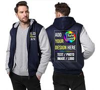 Raysent Veste à capuche en polaire personnalisée 2 côtés avant arrière imprimé concevez votre propre flanelle épaisse hiver chaud thermique zip up