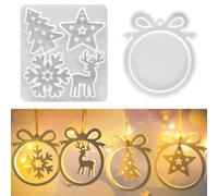 Raysin Moule de Noël en silicone de Noël Moules en silicone de Noël Pendentif Arbre de Noël Flocon de neige étoiles élan Moules en résine époxy Noël pour décorations de Noël