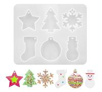 Raysin Moule de Noël en silicone pour Noël - Pendentif de sapin de Noël - Flocon de neige - Étoiles - Résine époxy - Pour décorations de Noël