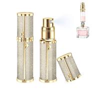 Raysino 5ml Refillable Perfume Atomiser, Portable Travel Perfume Bottle Leak Proof Empty Spray Bottle Aluminium Alloy Pocket Size Refillable Perfume Container for Travel Dating - Gold/Gold