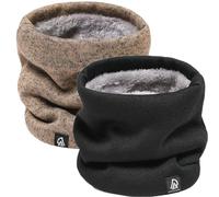 Rayson 2 Pièces Cache-cou Hiver Unisexe Tour de Cou Tricoté Écharpe de Cercle Doublée Polaire Tube Écharpe Tubulaire Foulard Ski Chaud Foulard de marche course à pied ski extérieur,noir+kaki