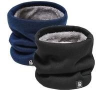 Rayson 2 Pièces Cache-cou Hiver Unisexe Tour de Cou Tricoté Écharpe de Cercle Doublée Polaire Tube Écharpe Tubulaire Foulard Ski Chaud Foulard de marche course à pied ski extérieur,noir+bleu marine