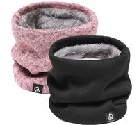 Rayson 2 Pièces Cache-cou Hiver Unisexe Tour de Cou Tricoté Écharpe de Cercle Doublée Polaire Tube Écharpe Tubulaire Foulard Ski Chaud Foulard de marche course à pied ski extérieur,noir+rose