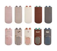 Rayson 5 Paires Chaussettes Antidérapantes Enfant en Coton Motif Animaux Chaussette Bebe Antiderapante en Silicone pour 6-12 Mois 1-5 Ans(D, 1-3 ans)
