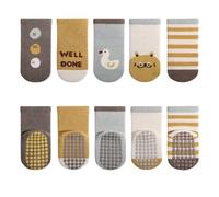 Rayson 5 Paires Chaussettes Antidérapantes Enfant en Coton Motif Animaux Chaussette Bebe Antiderapante en Silicone pour 6-12 Mois 1-5 Ans(B, 6-12 mois)