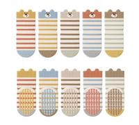 Rayson 5 Paires Chaussettes Antidérapantes Enfant en Coton Motif Animaux Chaussette Bebe Antiderapante en Silicone pour 6-12 Mois 1-5 Ans(C, 6-12 mois)