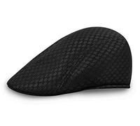 Rayson Béret en Maille Vintage Béret Ivy Chapeau Gavroche Respirant Homme Casquette Plate Été Golf Hat Maille Respirante Unisexe Casquette Plate(Noir)
