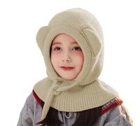 Rayson Cagoule d'hiver Tricoté pour Enfants Bonnet et Écharpe 2 en 1 | Balaclava avec des oreilles d'ourson,chaud casquette cache-cou,avec cordon de serrage réglable,pour garçon et fille 2-6 ans