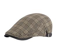 Rayson Casquette Beret Gavroche Homme Tissu Écossais Style Reglable Casquette Souples Unisexe Chapeau Plate Été Vintage,Kaki