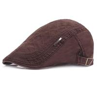 Rayson Casquette Beret Plate Homme Eté Réglable Coton Casquettes Souples Gatsby Chapeau avec Motifs de Diamants(Marron,Taille Unique)