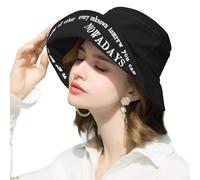 Rayson Chapeau de Seau D'éTé Coton pour Femme Loisirs RéGlable PêChe Chapeaux Anti-UV avec Broderie de L'Alphabet(Noir,Taille Unique)
