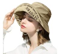 Rayson Chapeau de Seau D'éTé Coton pour Femme Loisirs RéGlable PêChe Chapeaux Anti-UV avec Broderie de L'Alphabet(Brun,Taille Unique)