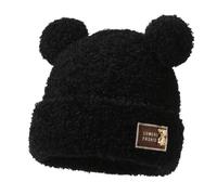 Rayson Chapeau d'Hiver en Peluche pour Femmes - Bonnet à Ourson Mignon avec Pompon - Doux, Chaud et Élégant (Noir)