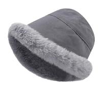 Rayson Chapeau Femme Hiver Chic et Chaud Couvrant Les Oreilles Retrousser Bord Doublé Polaire Bonnet Chapeau Femme Grand Décontracté(Gris,Taille Unique)
