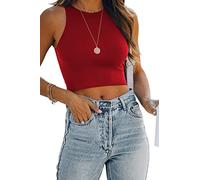 Rayson Débardeurs Femmes Casual sans Manches Tops Décontractée D'été Vintage Court Tee Shirt Col Ras du Cou Respirant(Bourgogne,L)