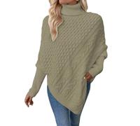 Rayson Femme Poncho Tricot Torsadé Hiver Élégant Châle Pullover à Col Roulé | Chic et Elegant Châle en Tricot ,Capes à manches,Ourlet Asymétrique,Hiver Chaud Poncho,pour Cérémonies et Fêtes