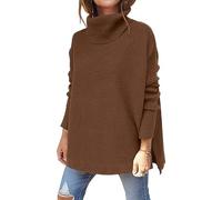 Rayson Pull Col Roulé Femme Pull en Tricot Décontracté De Couleur Unie Pull à Manches Longues Garder Au Chaud en Hiver Manche Chauve-Souris