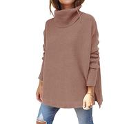 Rayson Pull Col Roulé Femme Pull en Tricot Décontracté De Couleur Unie Pull à Manches Longues Garder Au Chaud en Hiver Manche Chauve-Souris